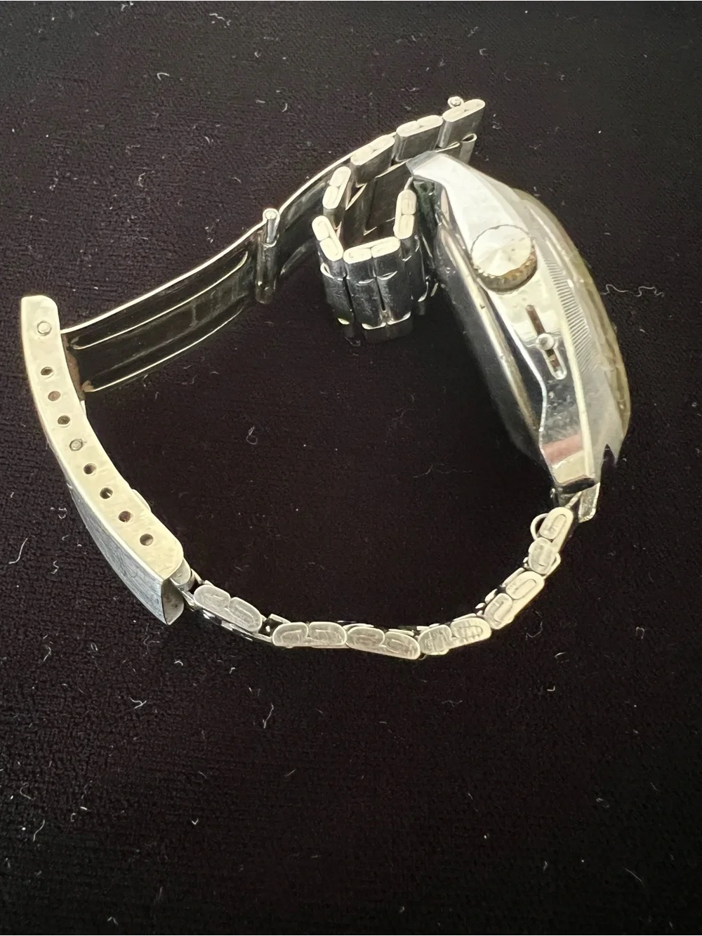 Seconda Silver-Tone vintage Men's Day-Date Wristwatch